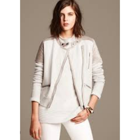 Banana Republic Suede Moto Sweater Jacket - Picture 1 of 16